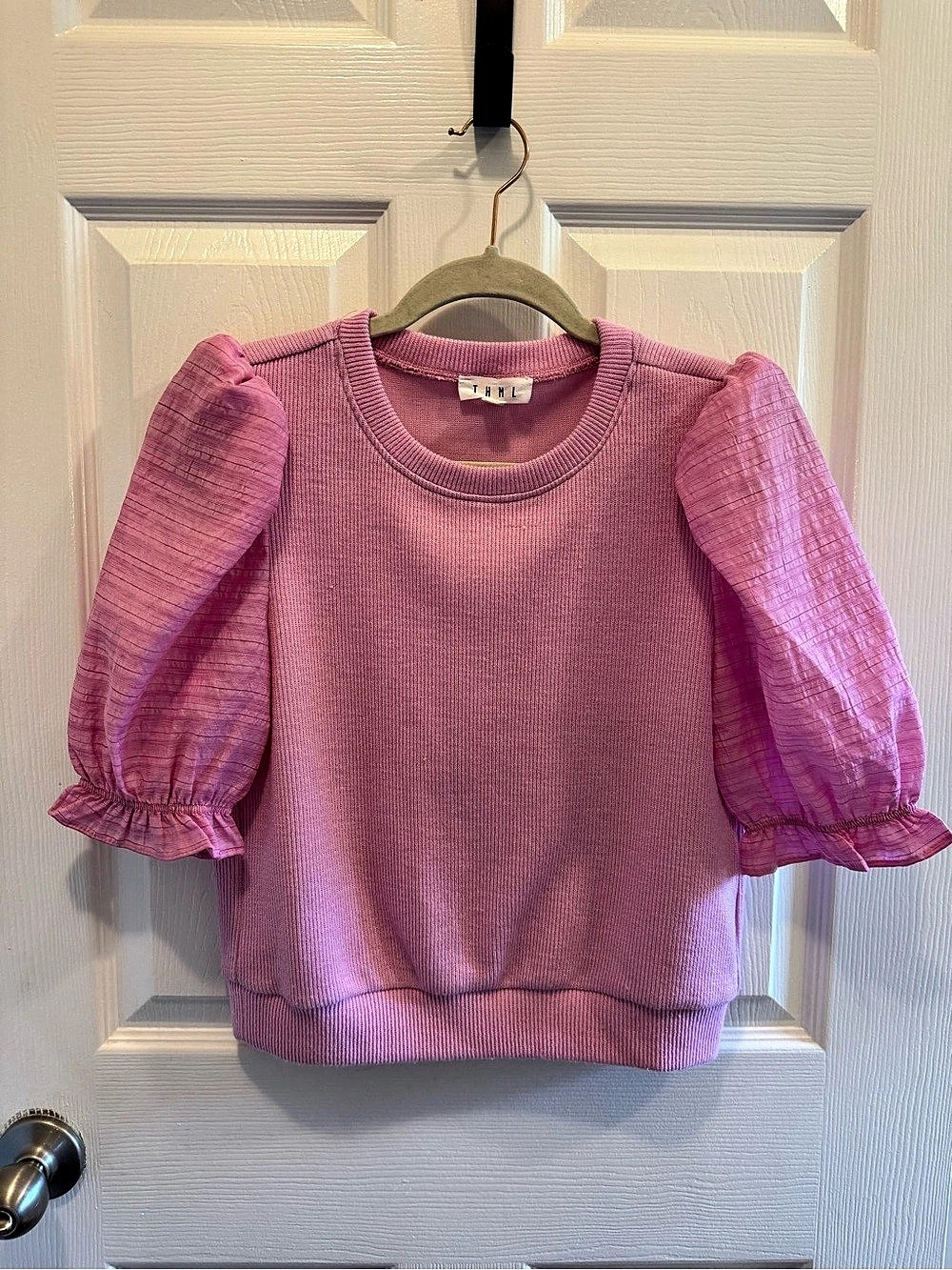 THML Pink Puff Sleeve Top Size XS